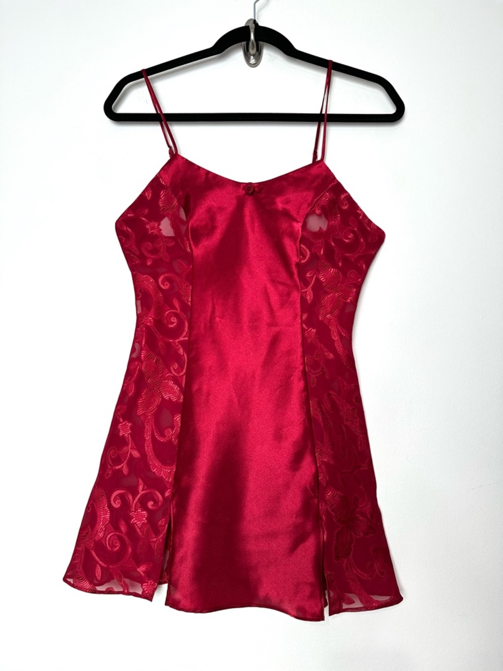 Vintage Red Satin Slip Dress Romantic Feminine Y2K Baddie Indie Sleaze Rose